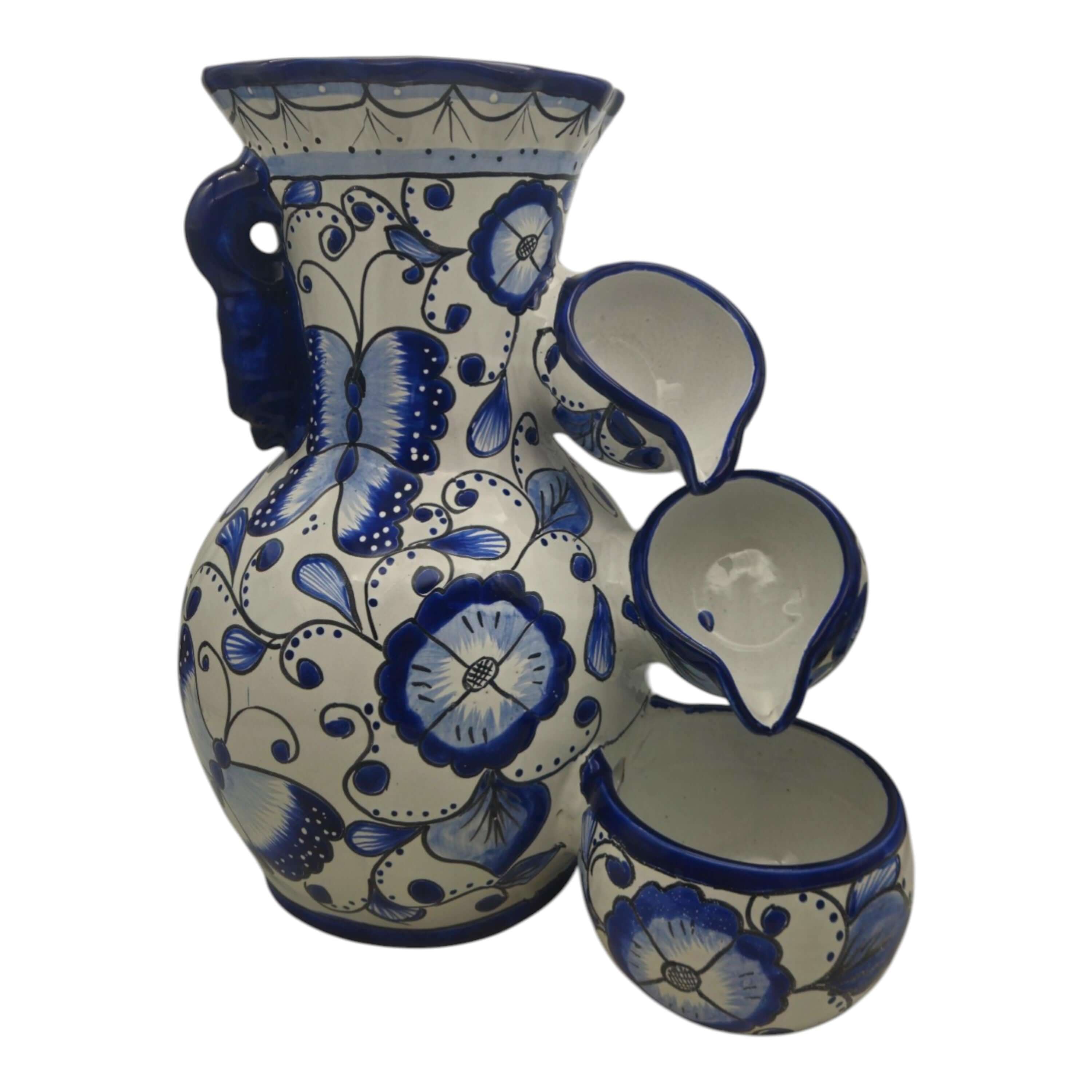 Handmade Talavera Fountain | Blue and White Mexican Ceramic Decor
