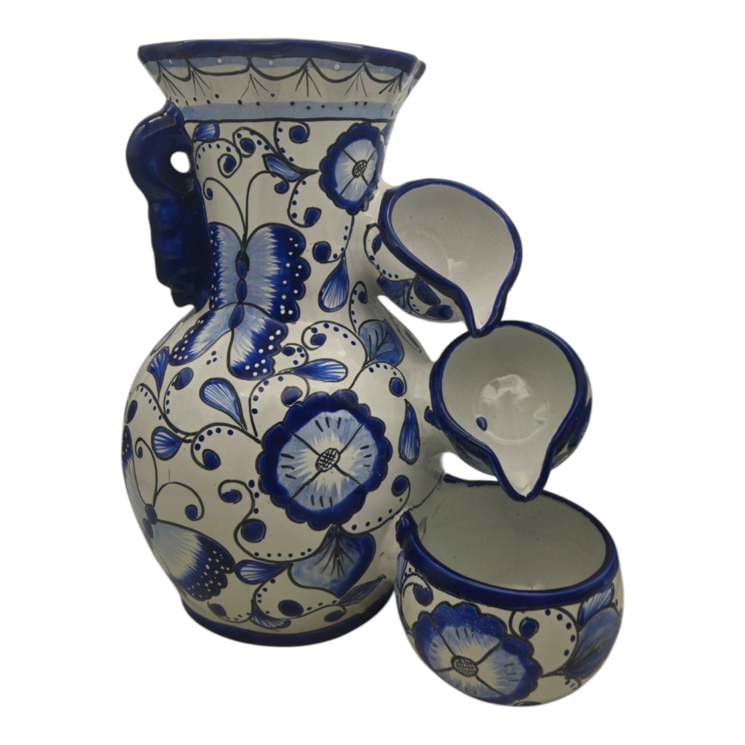 Handmade Talavera Fountain | Blue and White Mexican Ceramic Decor
