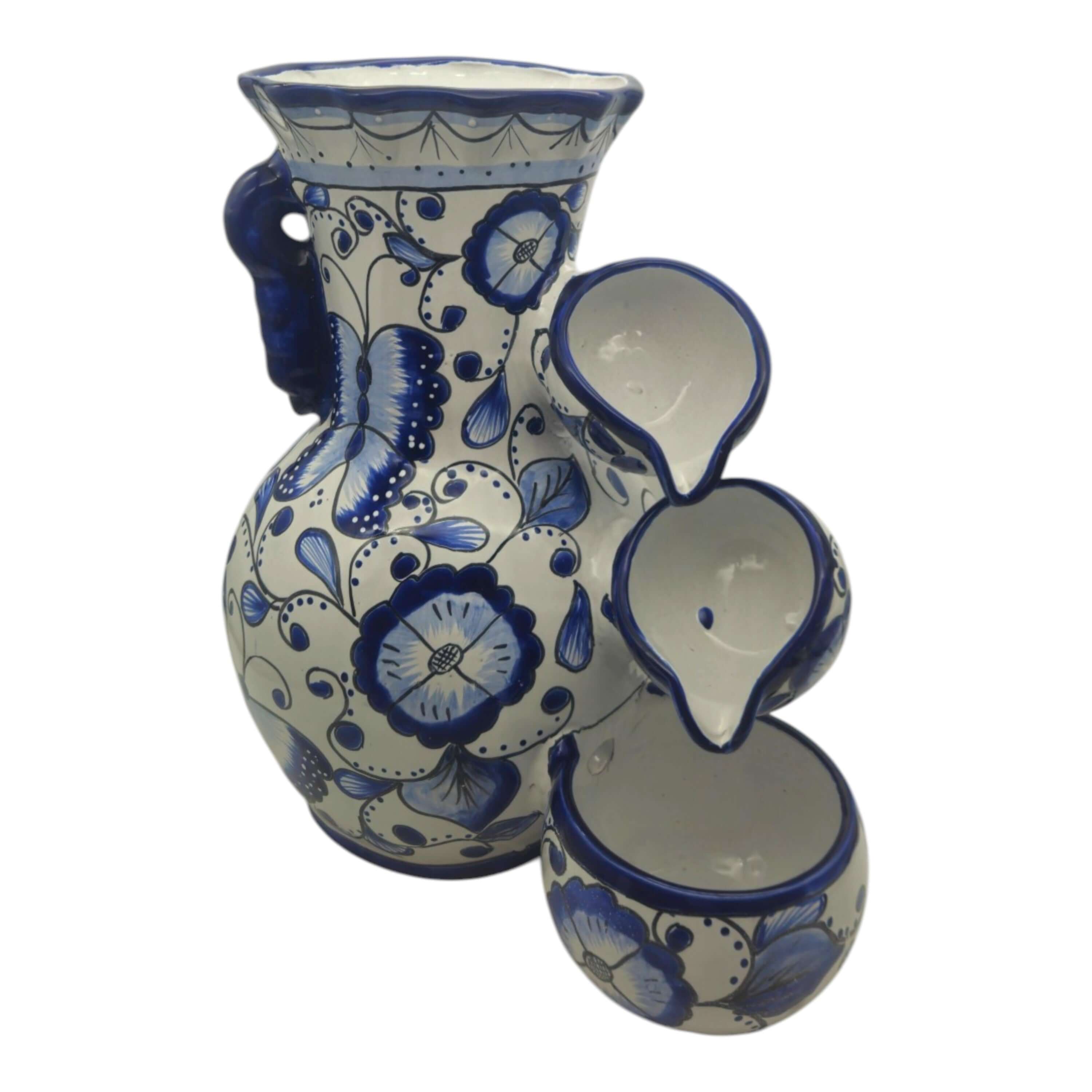 Handmade Talavera Fountain | Blue and White Mexican Ceramic Decor