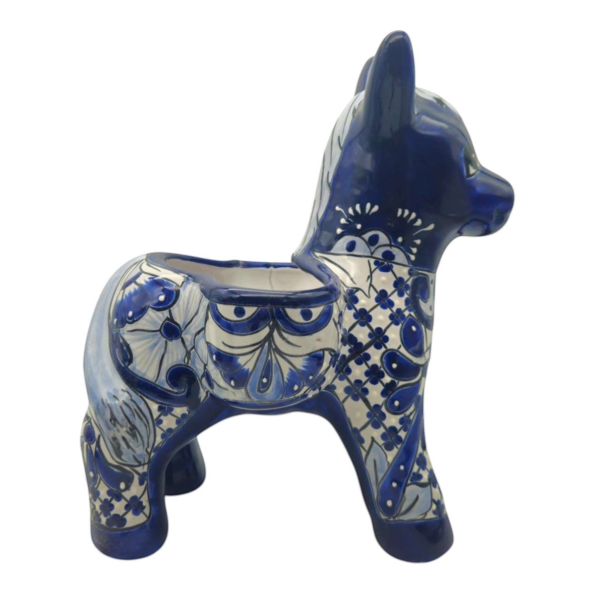 Blue & White Talavera Burro Planter | Handcrafted Mexican Donkey