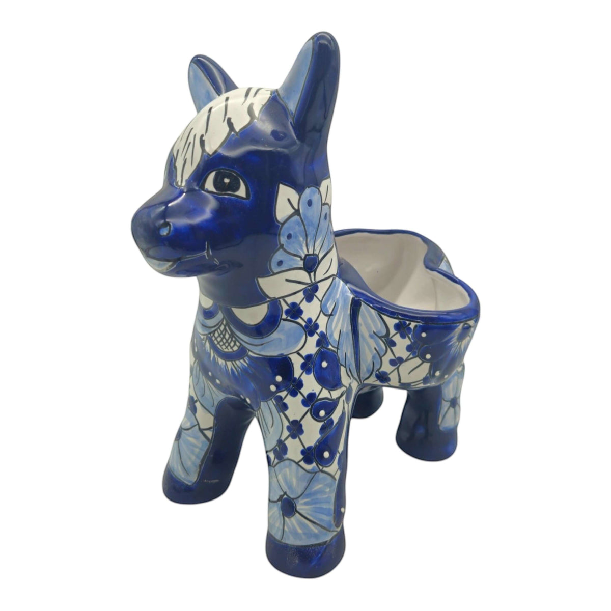 Blue & White Talavera Burro Planter | Handcrafted Mexican Donkey