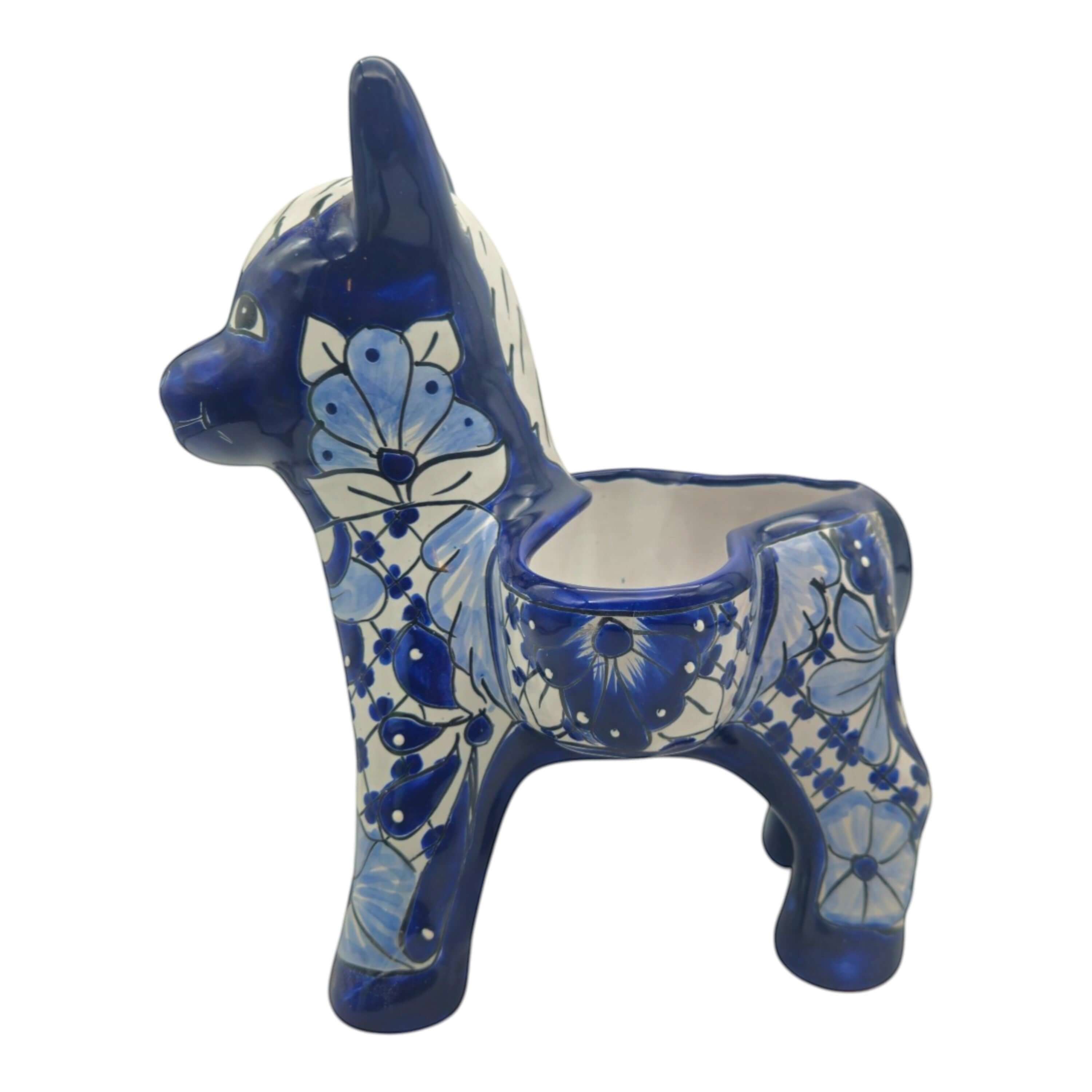 Blue & White Talavera Burro Planter | Handcrafted Mexican Donkey
