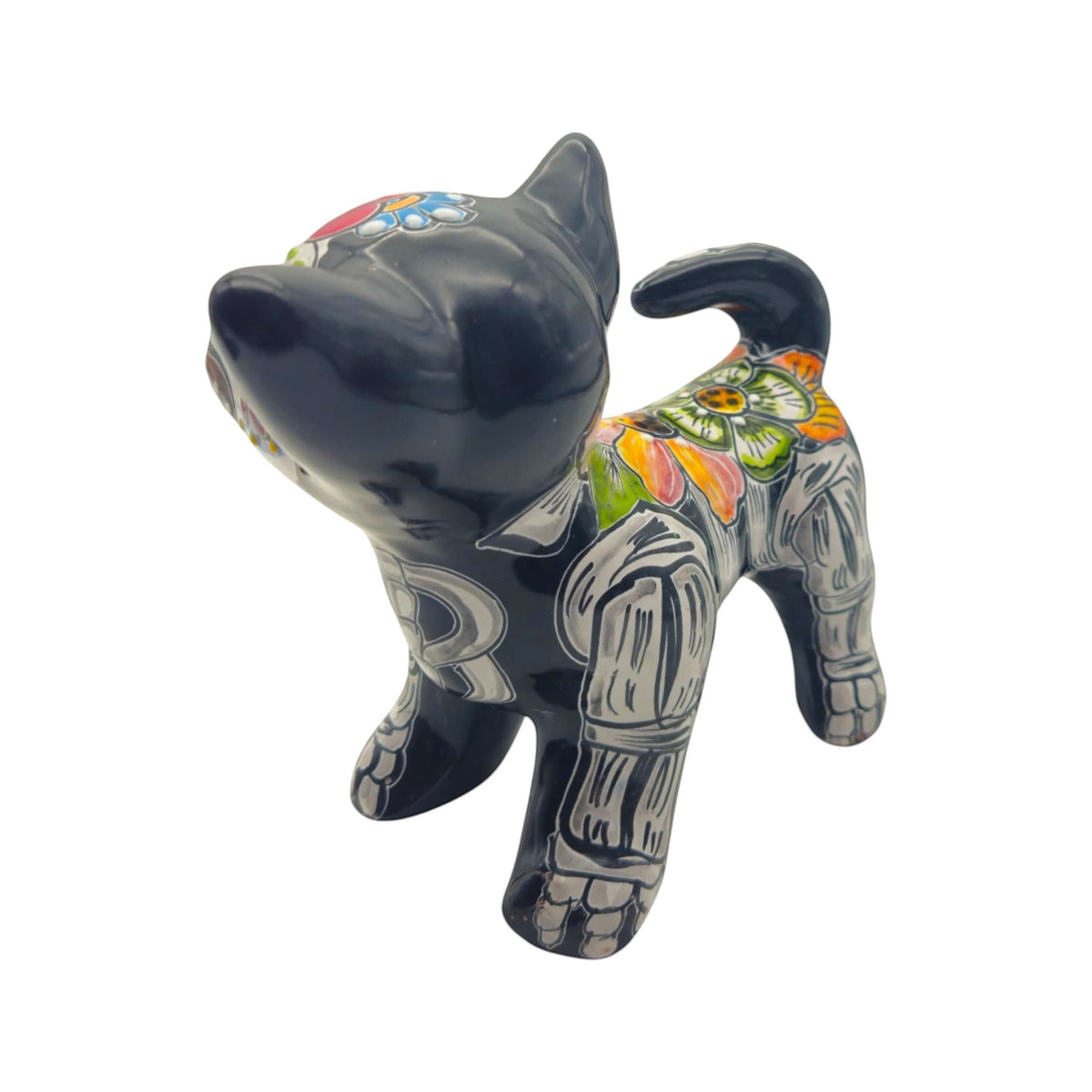 Talavera Chihuahua Figurine | Hand-Painted Day of the Dead Art