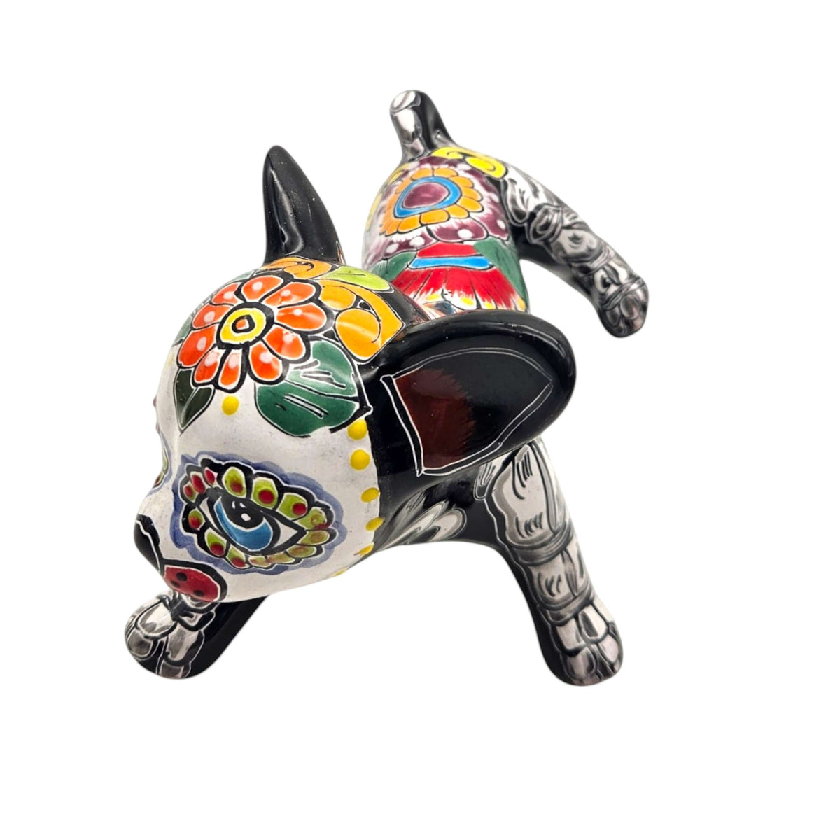 Talavera Peeing Chihuahua | Day of the Dead Mexican Figurine