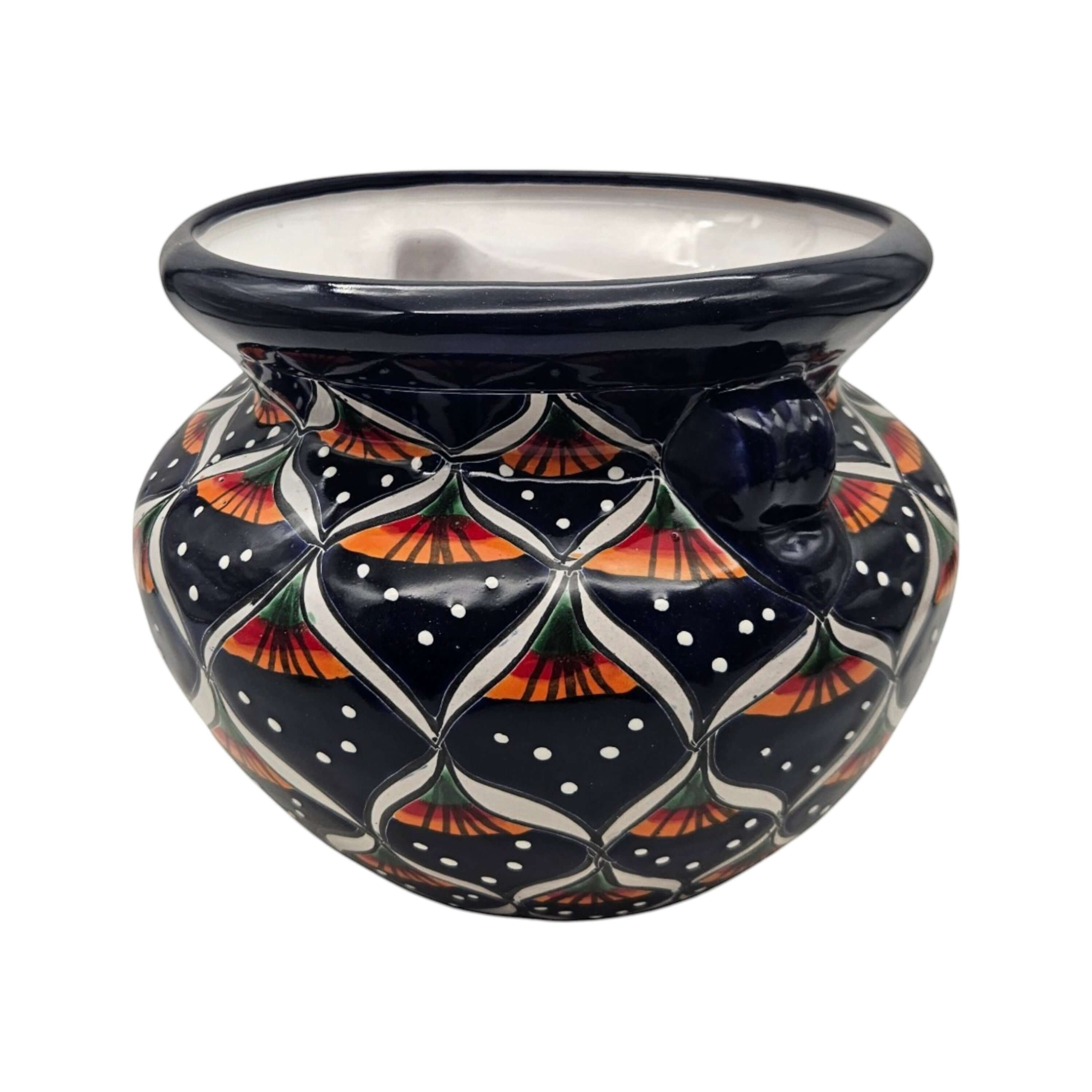 Blue Peacock Talavera Pot | Hand-Painted Mexican Ceramic