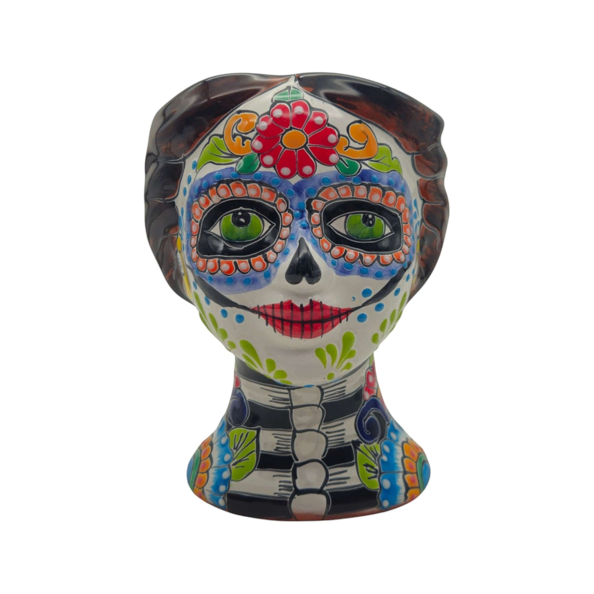 Talavera Skull Face Planter | Hand-Painted Day of the Dead Pottery