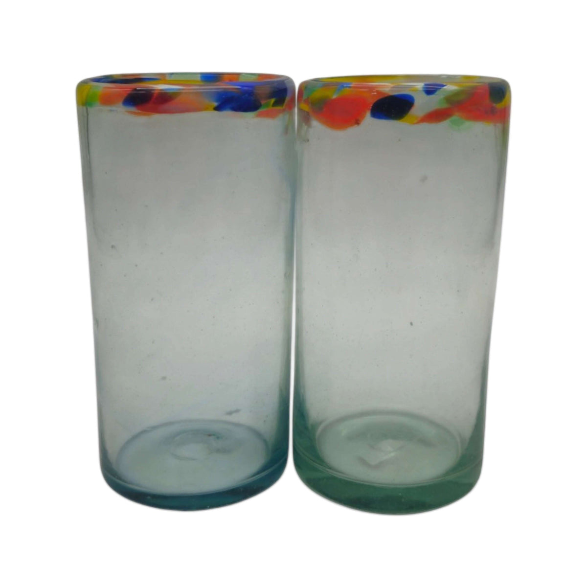 Hand Blown Colorful Tumbler Glass | Confetti Rim
