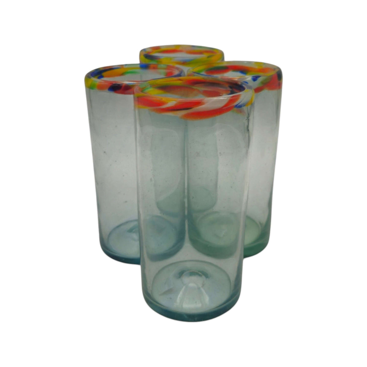 Hand Blown Colorful Tumbler Glass | Confetti Rim