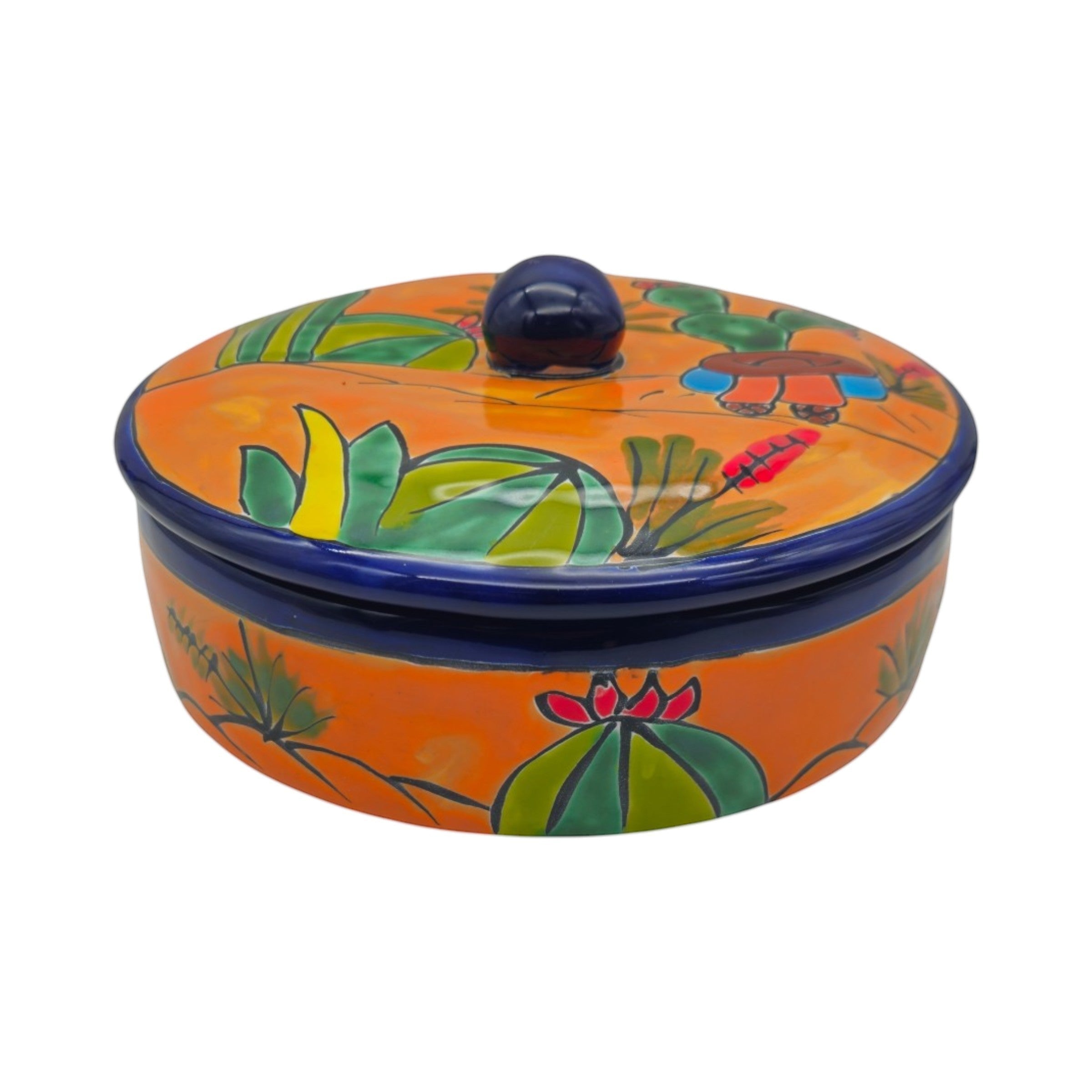 Handcrafted Talavera Tortilla Warmer | Colorful Mexican Sleeping Man Panchito