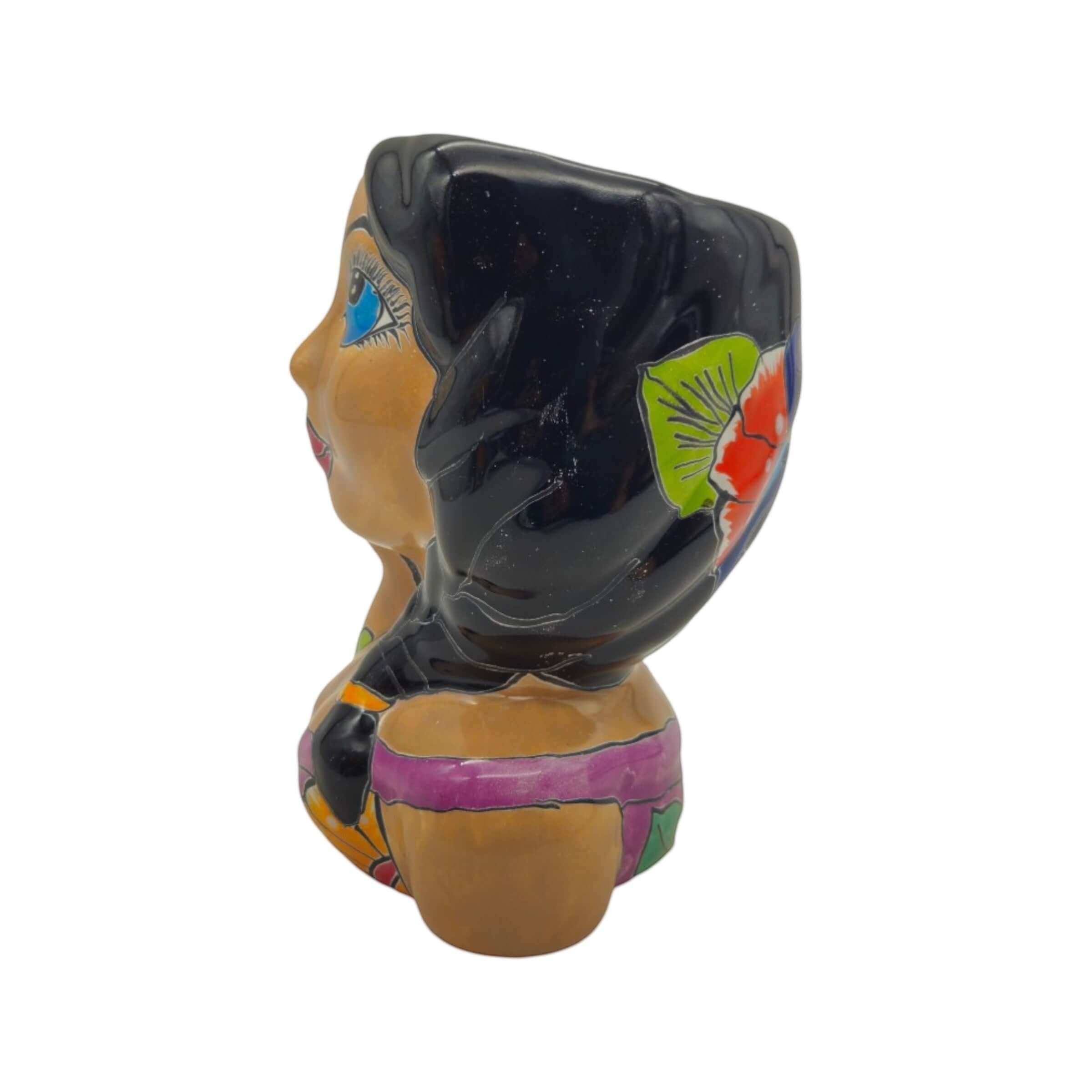 Hand-Painted Talavera Ceramic Lady Planter | Mexican Artwork Décor