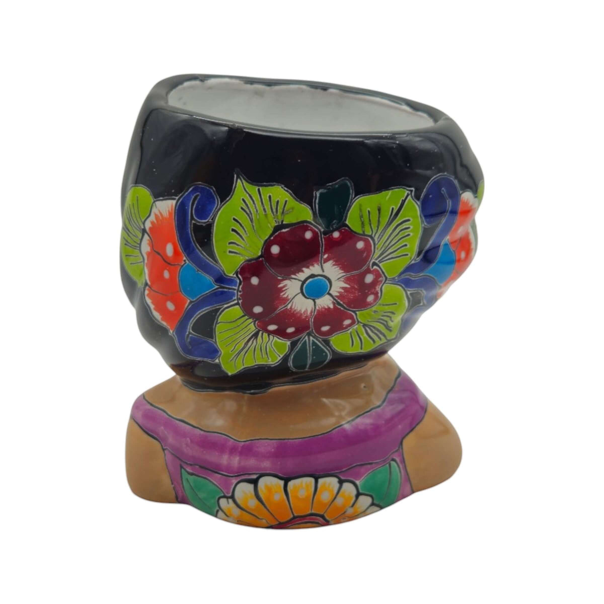Hand-Painted Talavera Ceramic Lady Planter | Mexican Artwork Décor