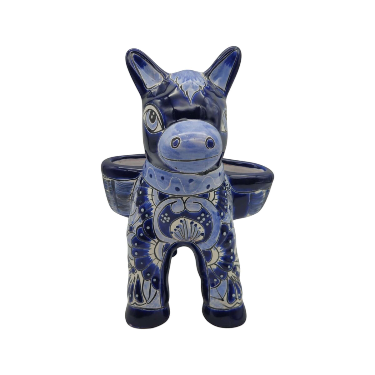 Blue Talavera Donkey Planter | Handcrafted Mexican Pottery