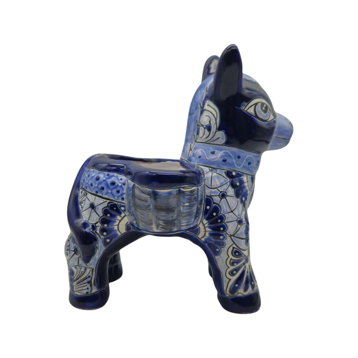 Blue Talavera Donkey Planter | Handcrafted Mexican Pottery