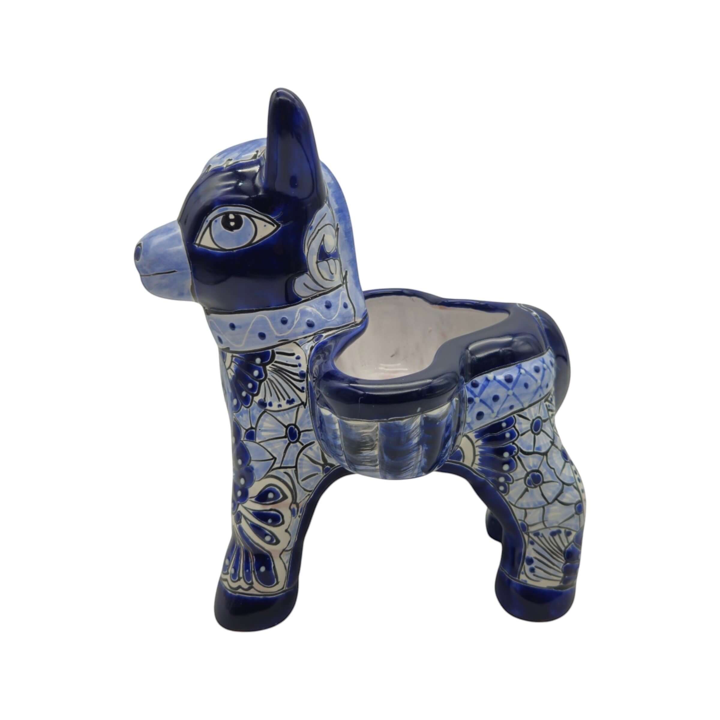 Blue Talavera Donkey Planter | Handcrafted Mexican Pottery