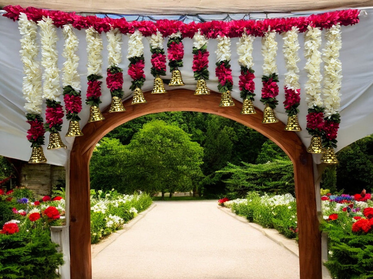 40" Long Artificial Flower Toran with Bell