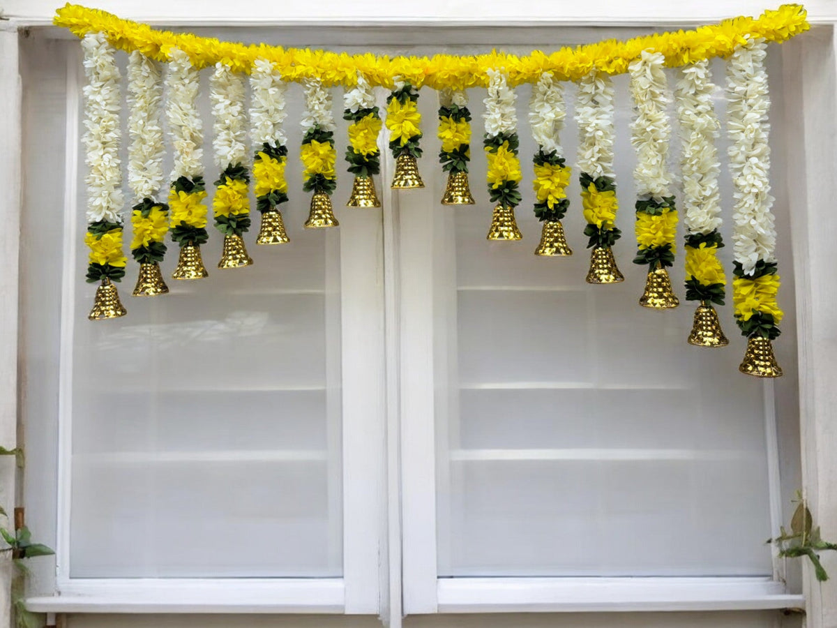 40" Long Artificial Flower Toran with Bell