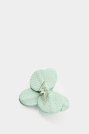Large leather orchid brooch for women