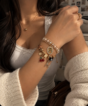 Virgencita Gold Charm Bracelet Non-Adjustable Bracelet with Clip Closure