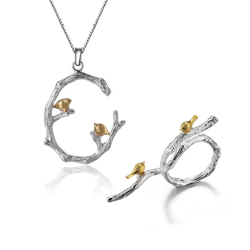 Nightingales on Branch Necklace