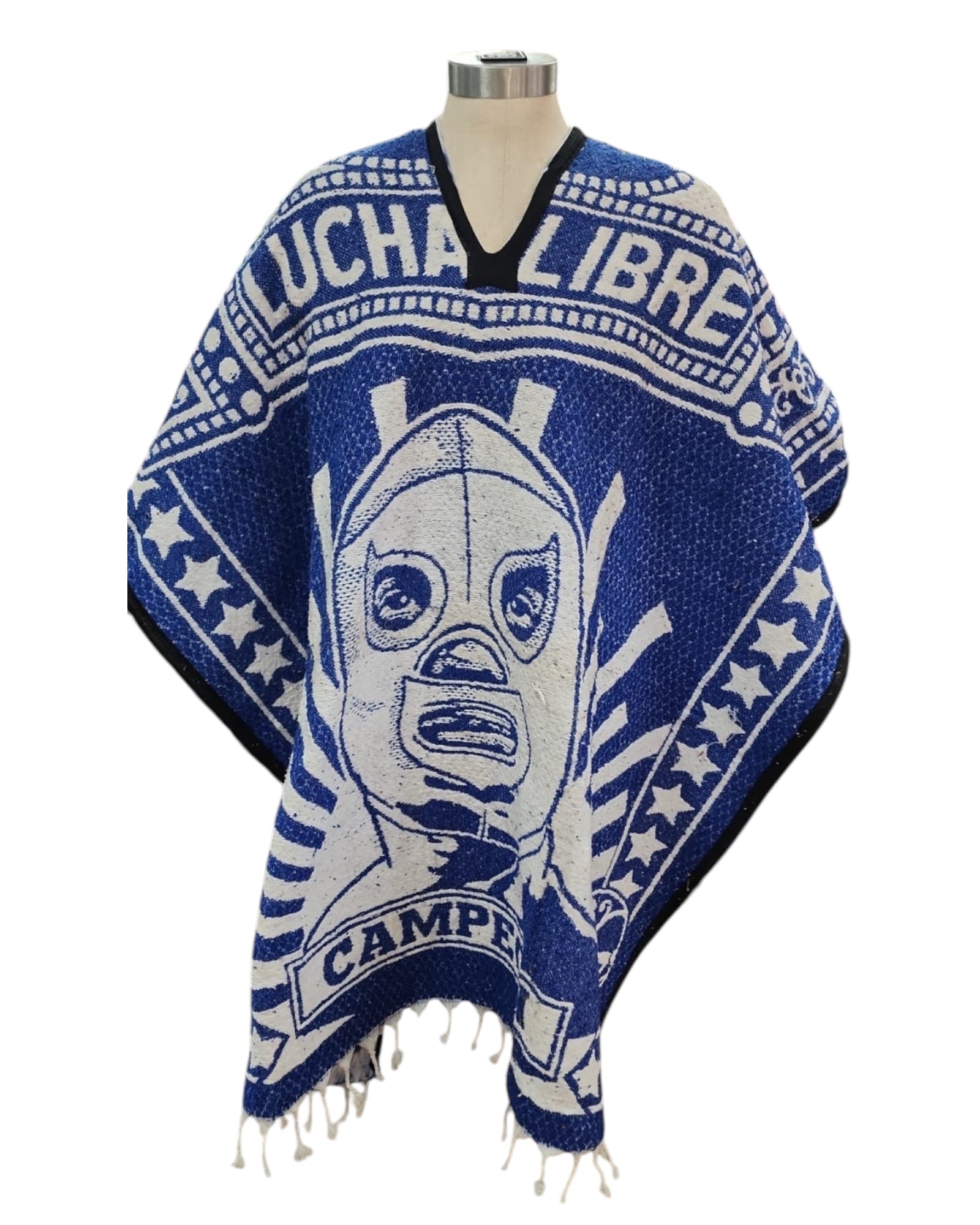 Mexican Poncho El Santo Unisex Blue