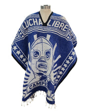 Mexican Poncho El Santo Unisex Blue