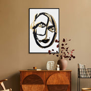 Minimalist Portrait- With Hand-Applied Acrylic Paint and Gold Leaf