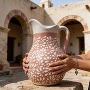 Hand-Painted Pink & White Pitcher