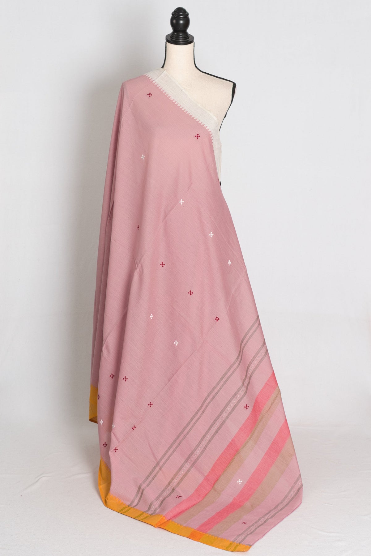 Maya : Dusty Pink Dhaniakhali Bengal Handloom Pure Soft Cotton Saree