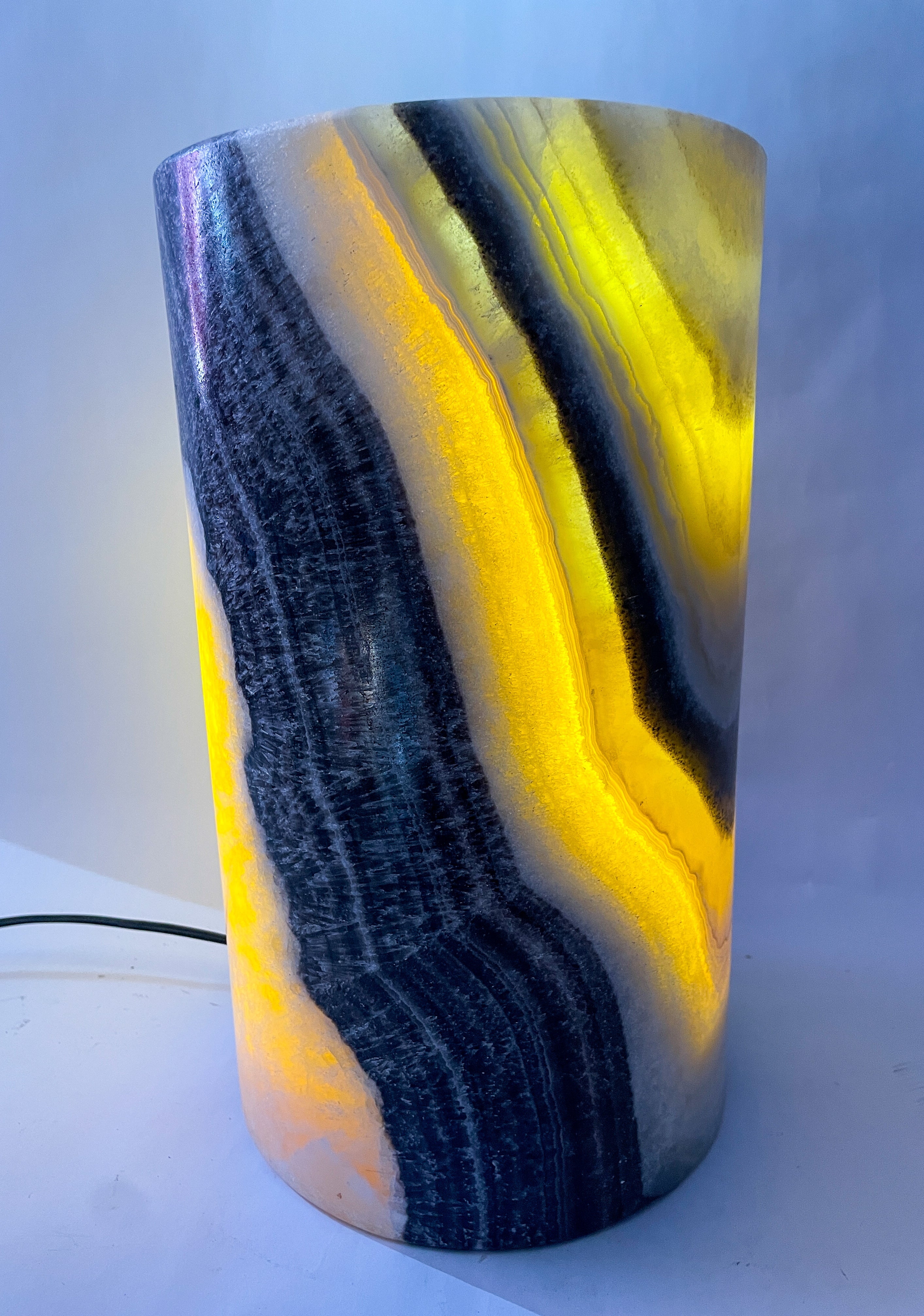 Ivory Onyx Marble Lamp Cylindrical - Lampara Marmol