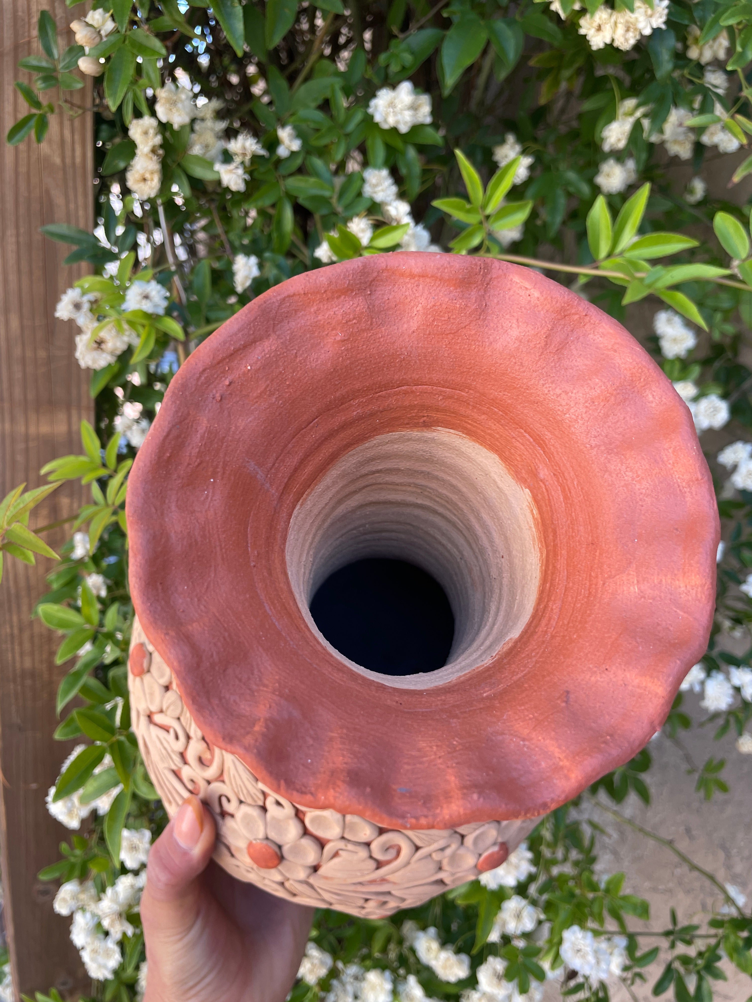 Oaxaca Pottery Vase Large Vase - Florero Bordado En Barro