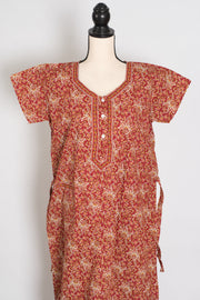 Pure Cotton Kalamkari Print Indian Long Nightgown