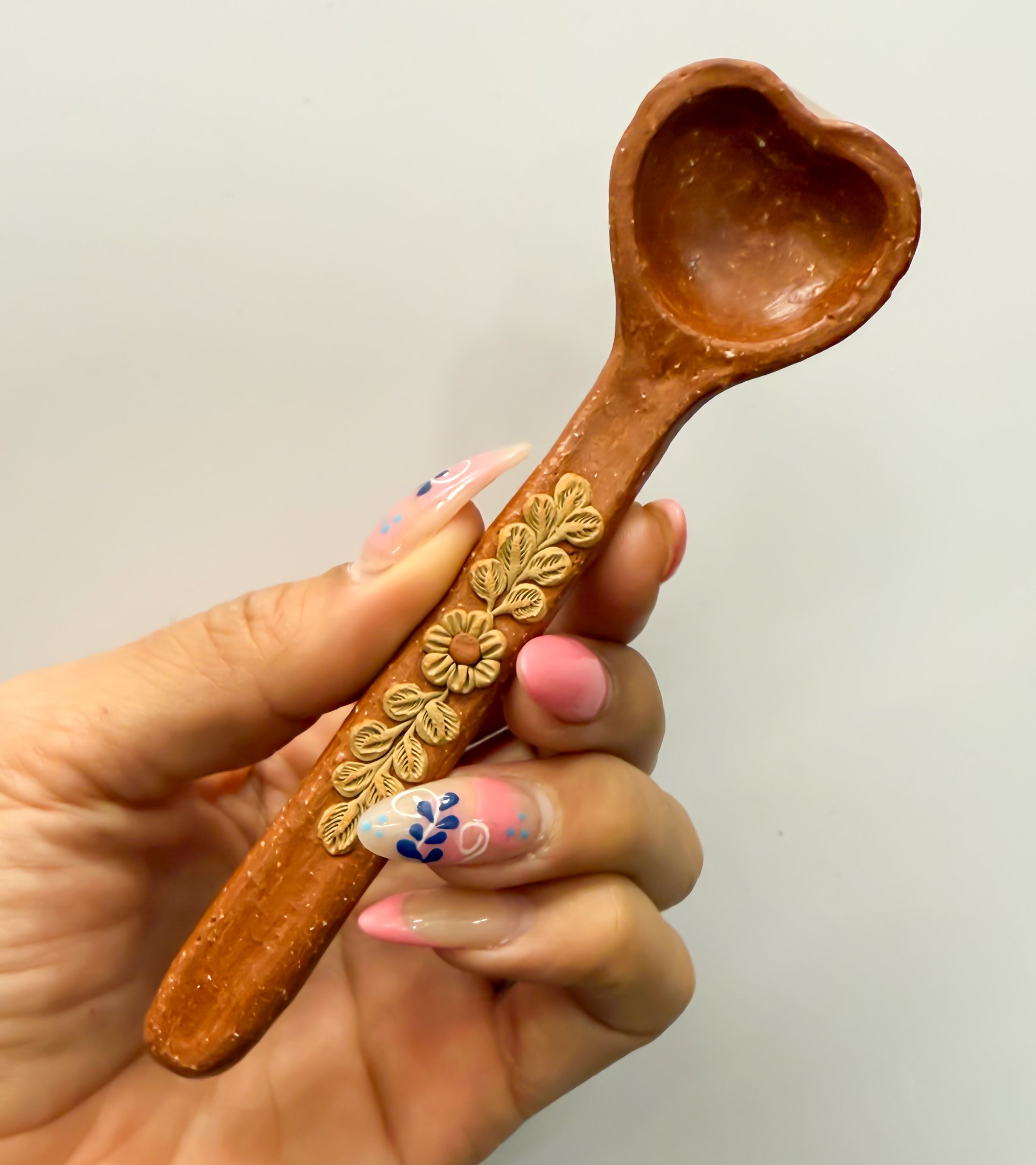 Oaxaca Red Clay Heart Spoon - Cuchara Barro Corazon