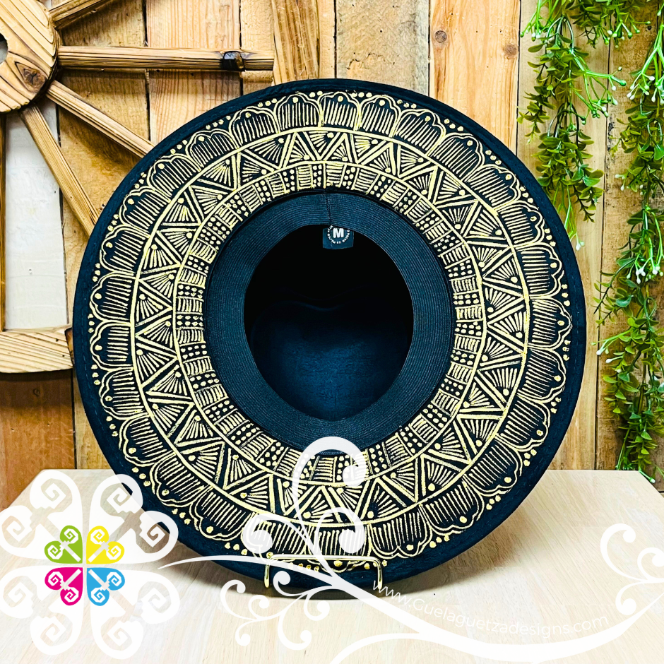 Black Corazon Mitla Velvet Hat - Peek-a-Boo Hand Painted Hat
