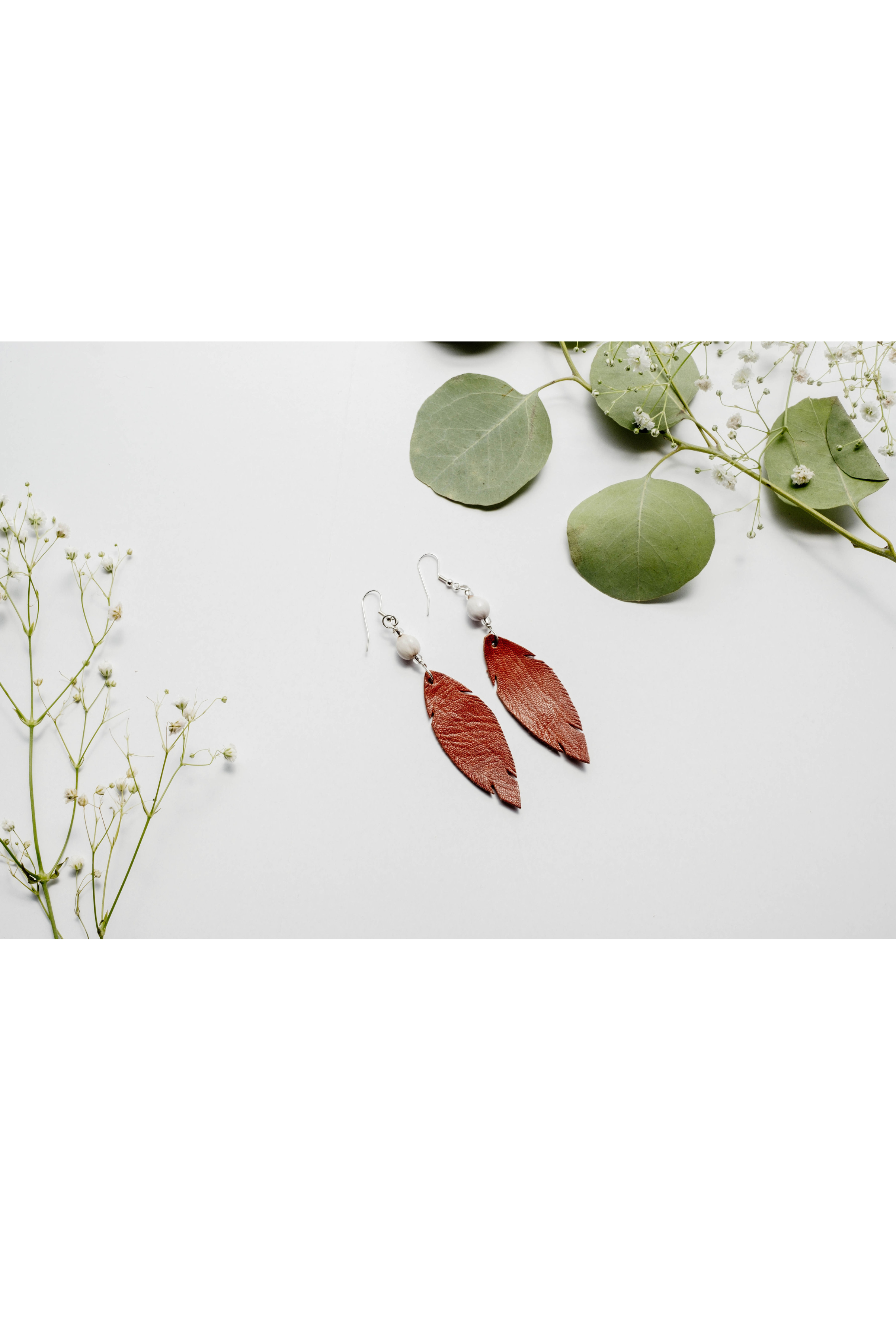 Leather Feather Earring