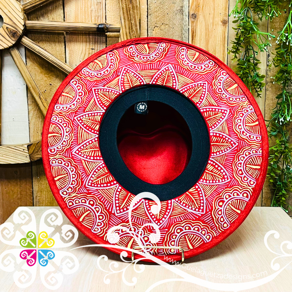 Red Corazon Mitla Velvet Hat - Peek-a-Boo Hand Painted Hat