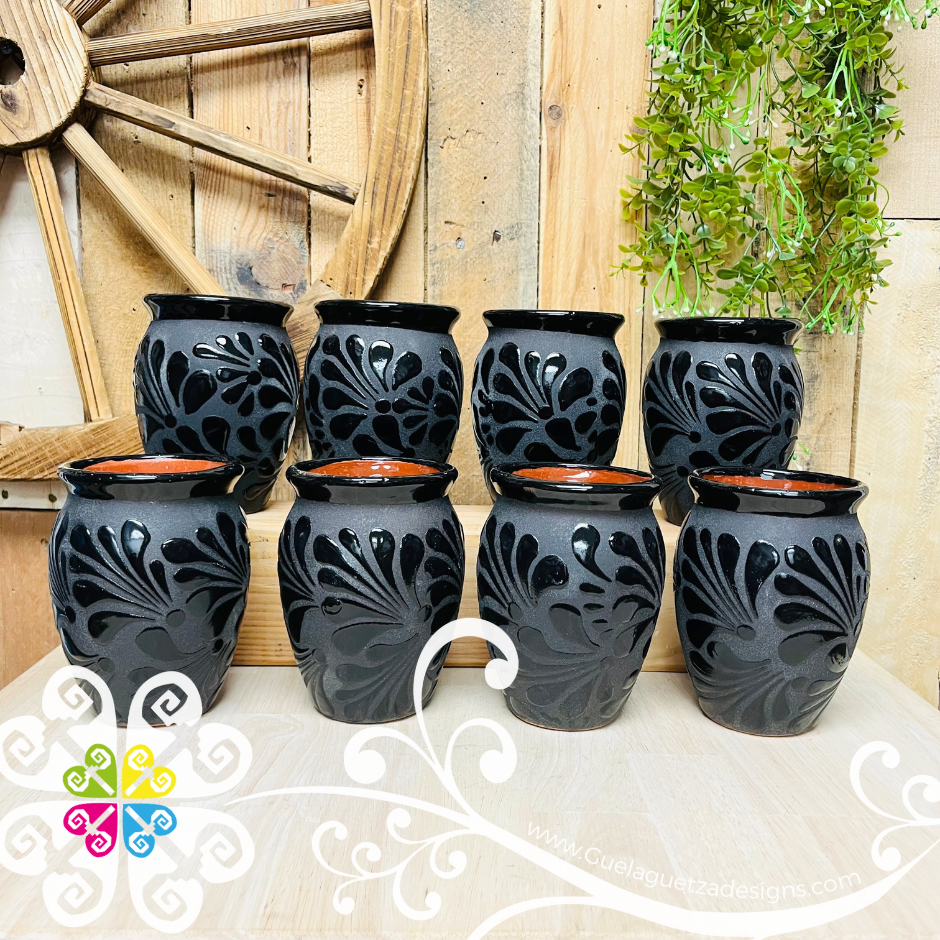 Set of Black Espiga Plumeado Cantarito Cup - Set Clay Cantarito
