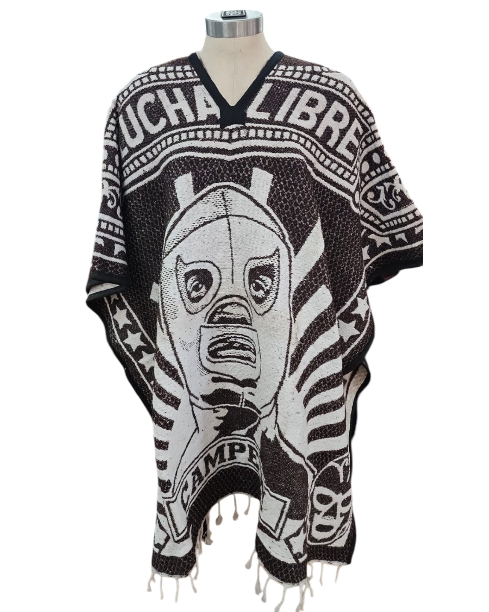 Mexican Poncho El Santo Unisex Black