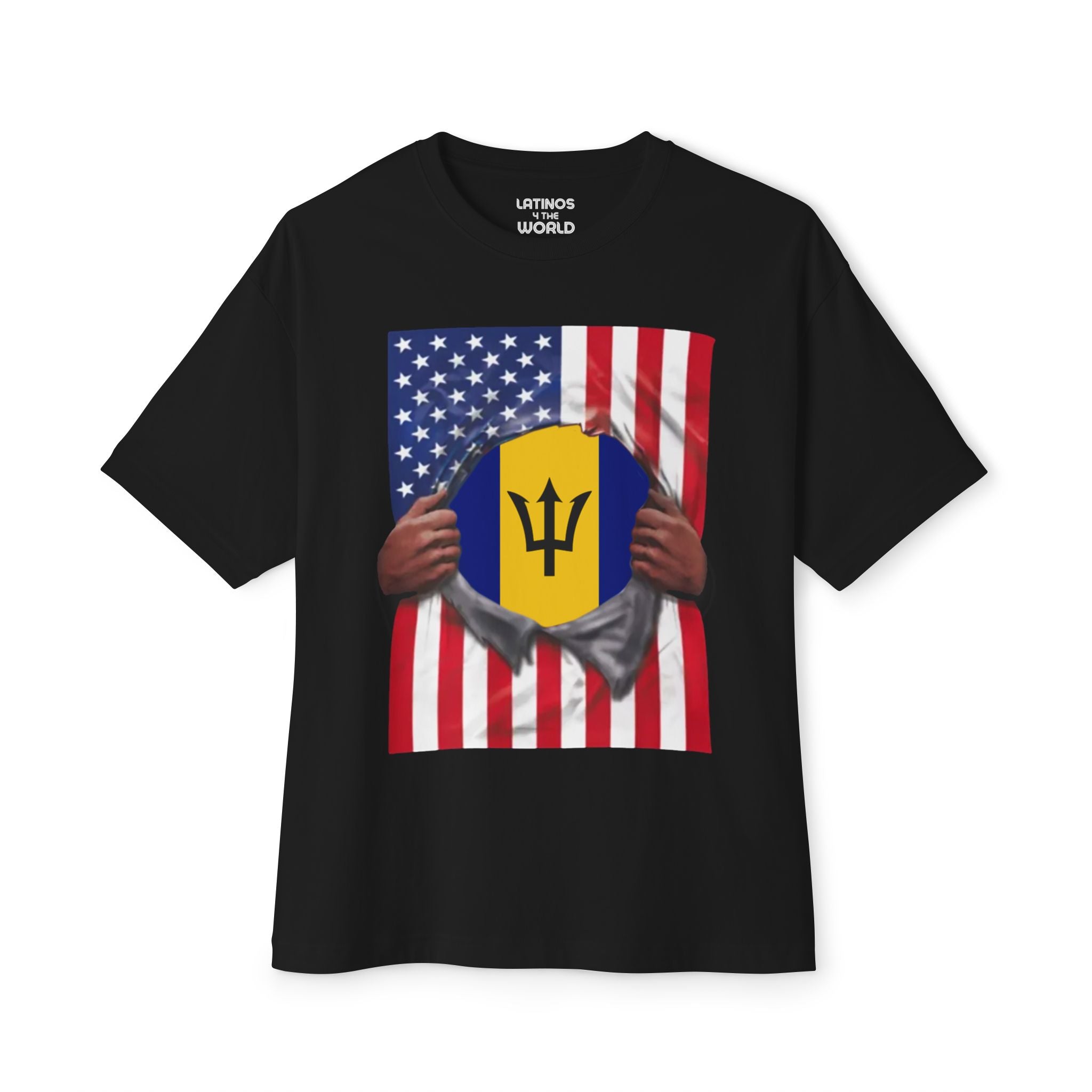 Barbados + USA Flag T-shirt | Barbadian + American Flag Rip 4th Of July | Funny Latino Tees | 4 Colors