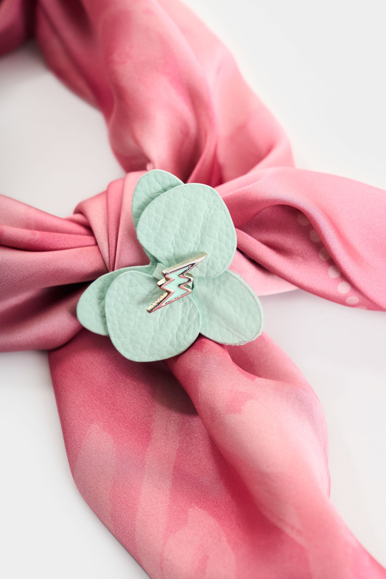 Small leather orchid brooch for women