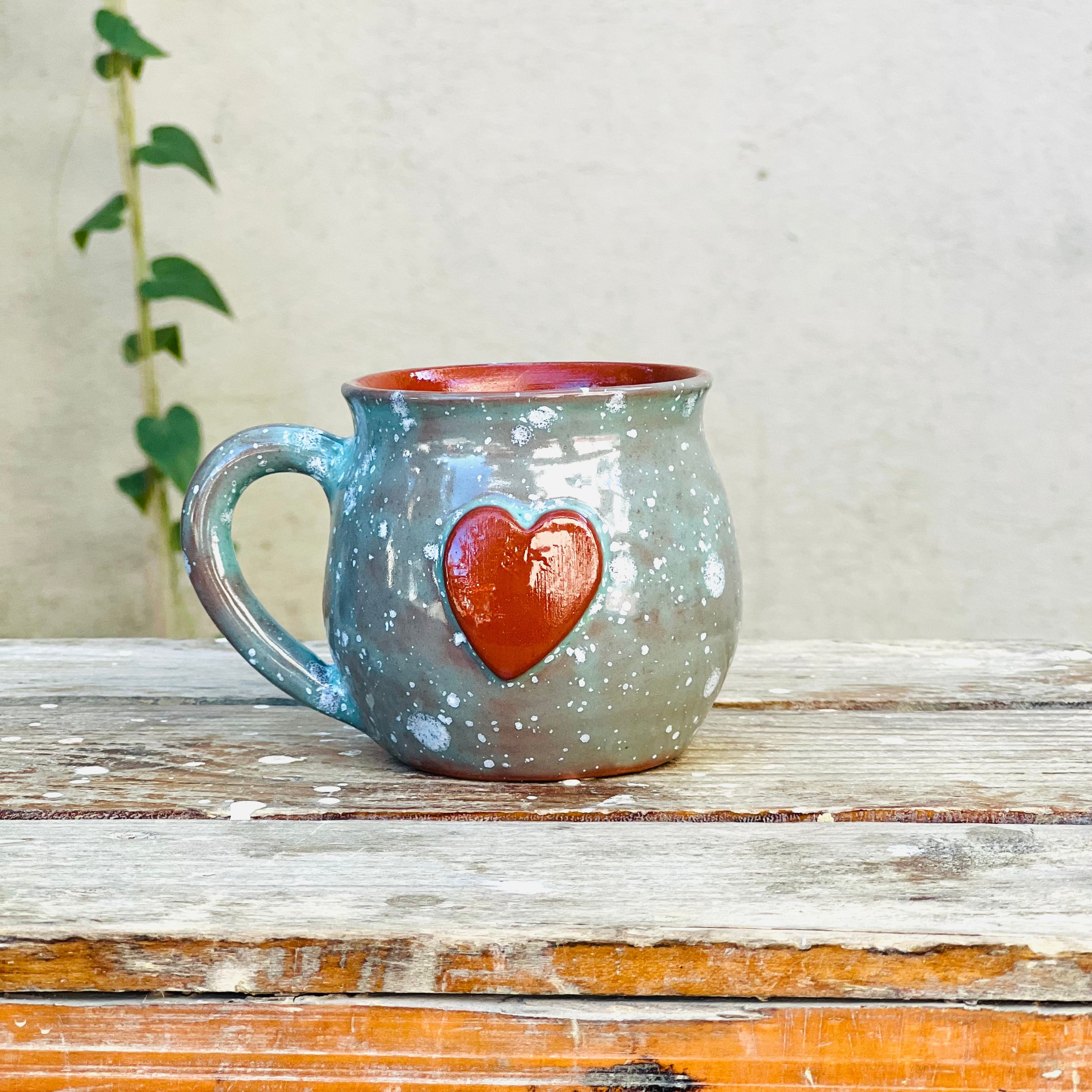 Calliope Heart Mug - Seafoam Speckles