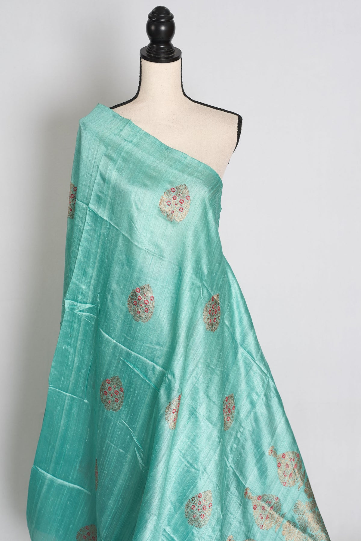 Disha : Mint Green Raw Silk Banarasi Saree | Silk Mark Certified