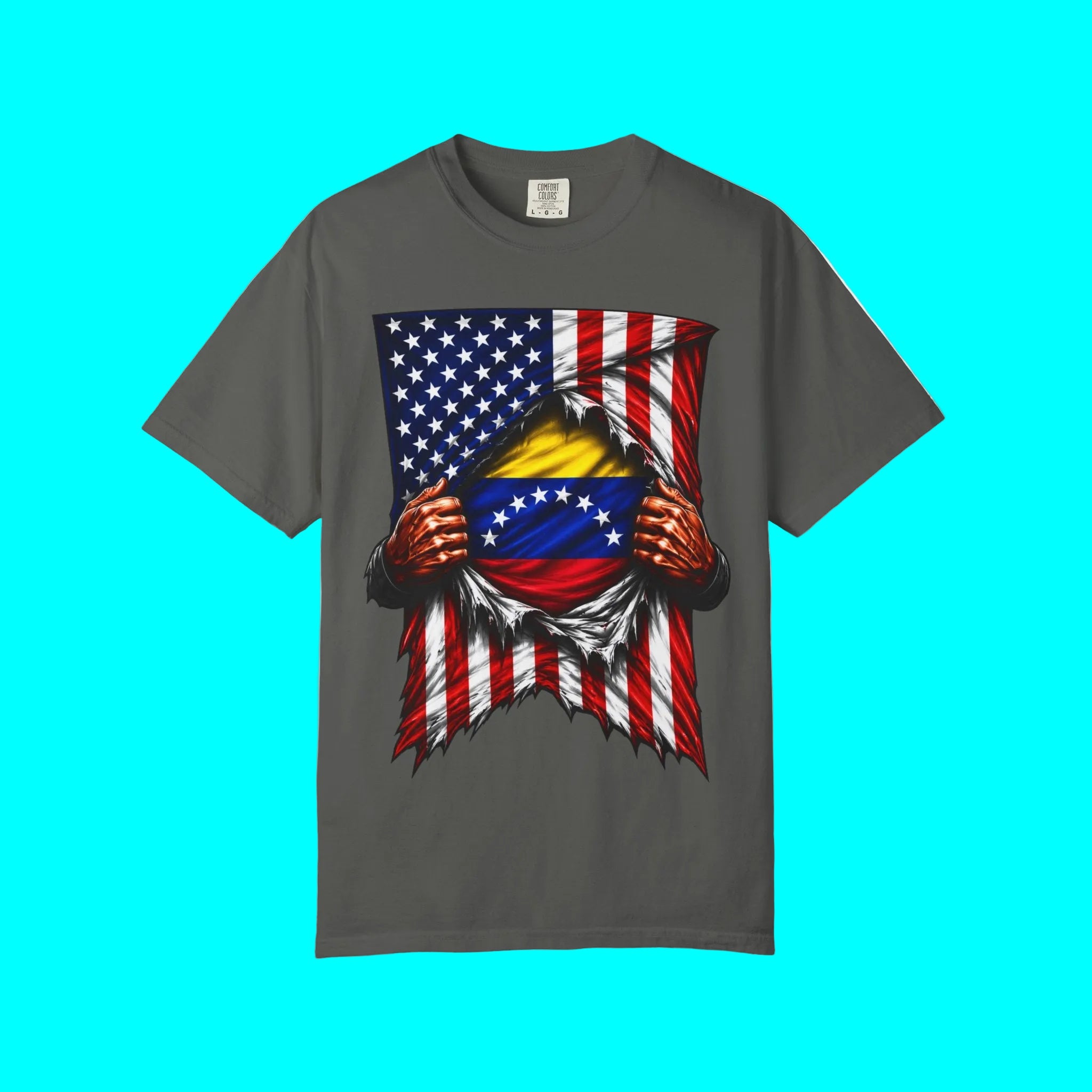 Venezuela Flag + USA Flag Pride T-shirt | Venezuelan + American Flag Rip 4th Of July | Funny Viral Latino Tees | Unisex - 4 Colors