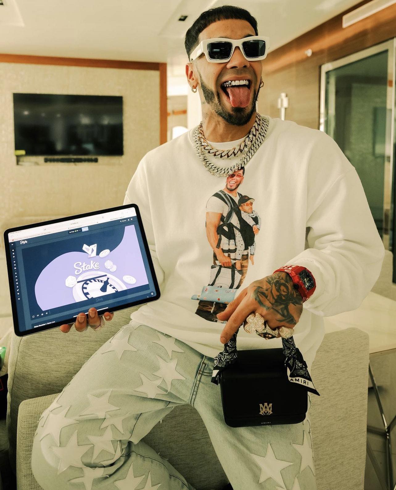As Seen on Anuel AA | Fied In A Baby Carriage, Anuel Daddy T-shirt | 5 Colors Available | Heavy Cotton