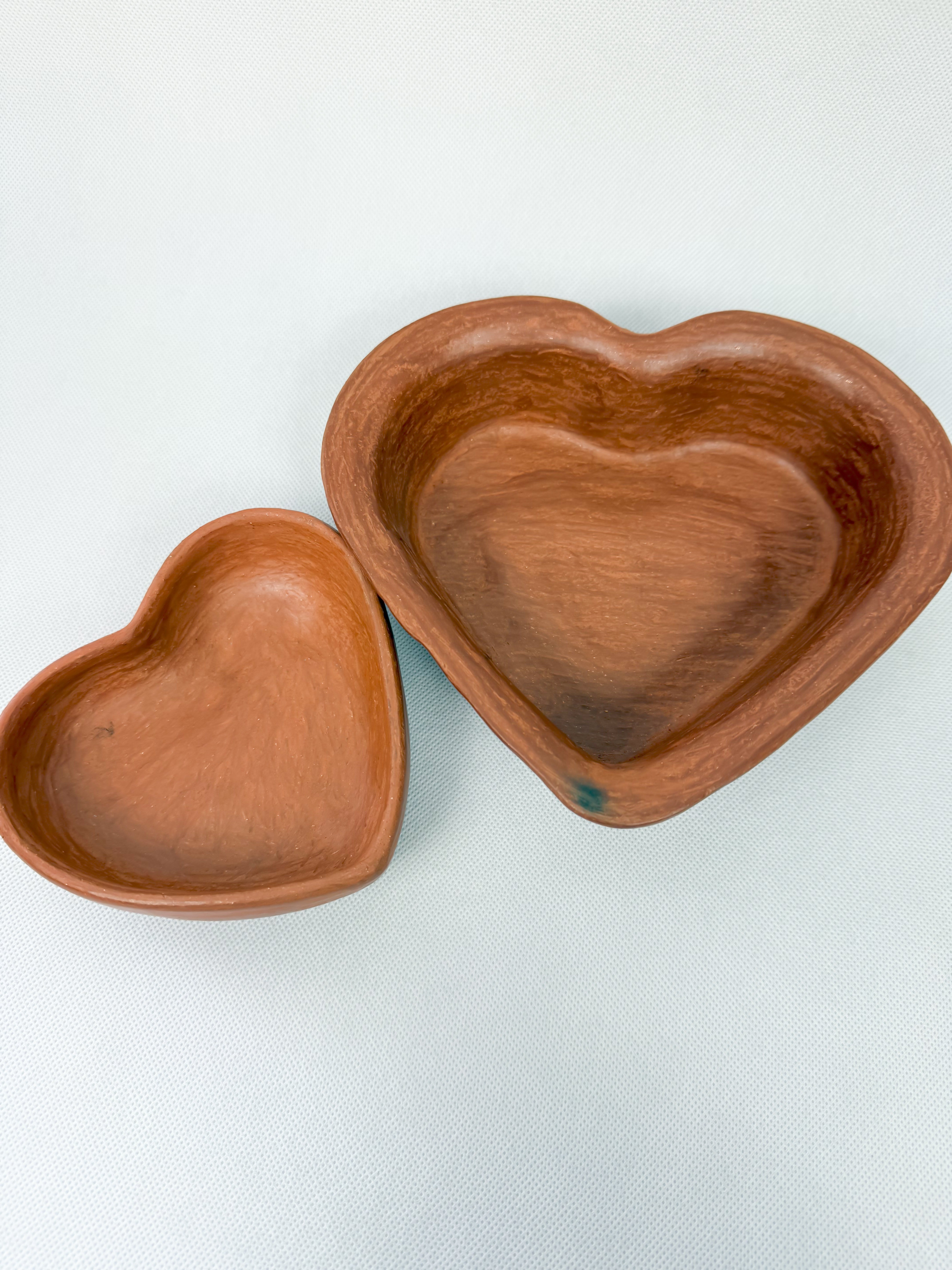 Oaxaca Red Clay Heart Bowls - Corazon Tazones Barro