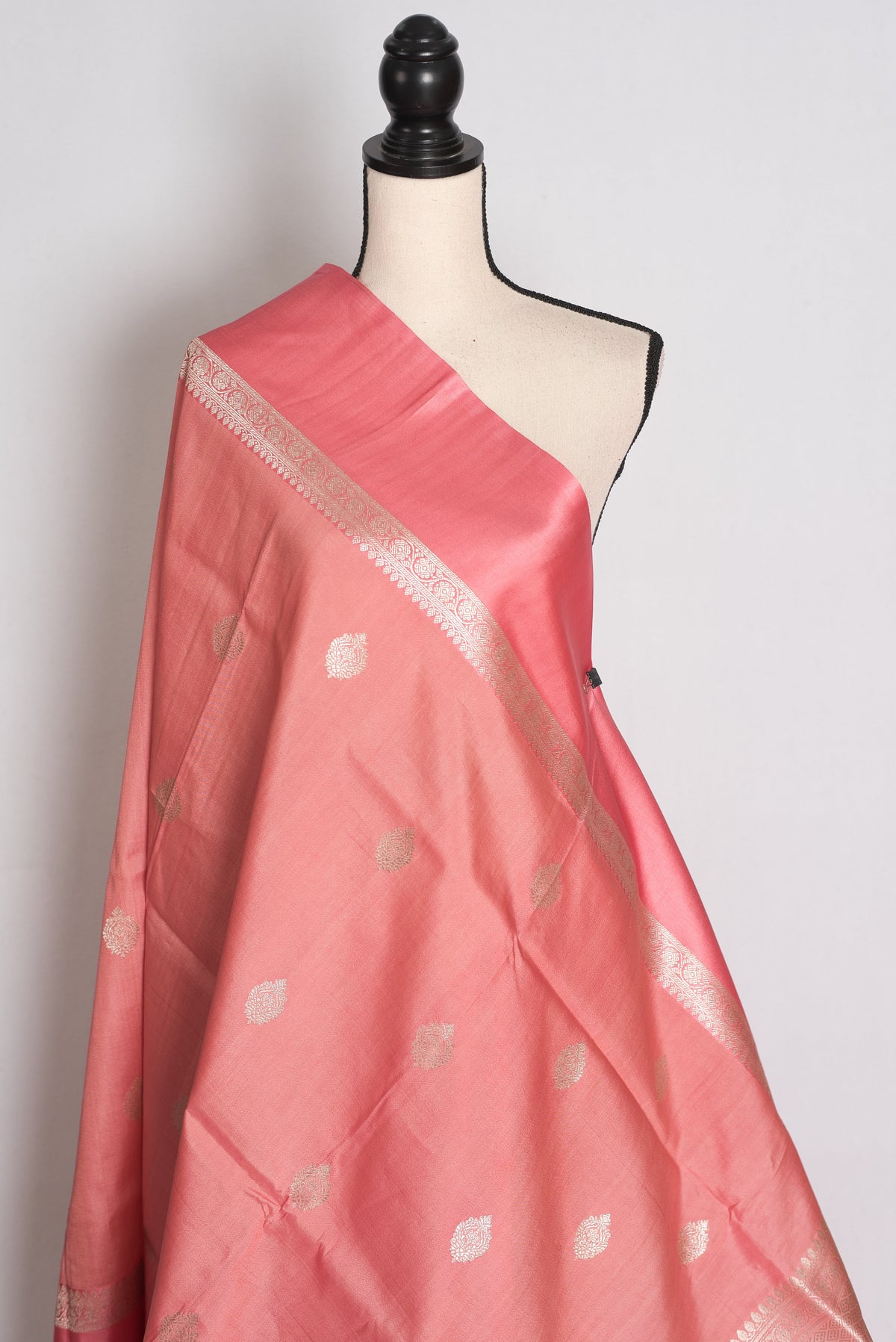 Anisha : Pastel Pink Tussar Silk Banarasi Saree with 36 Size Blouse