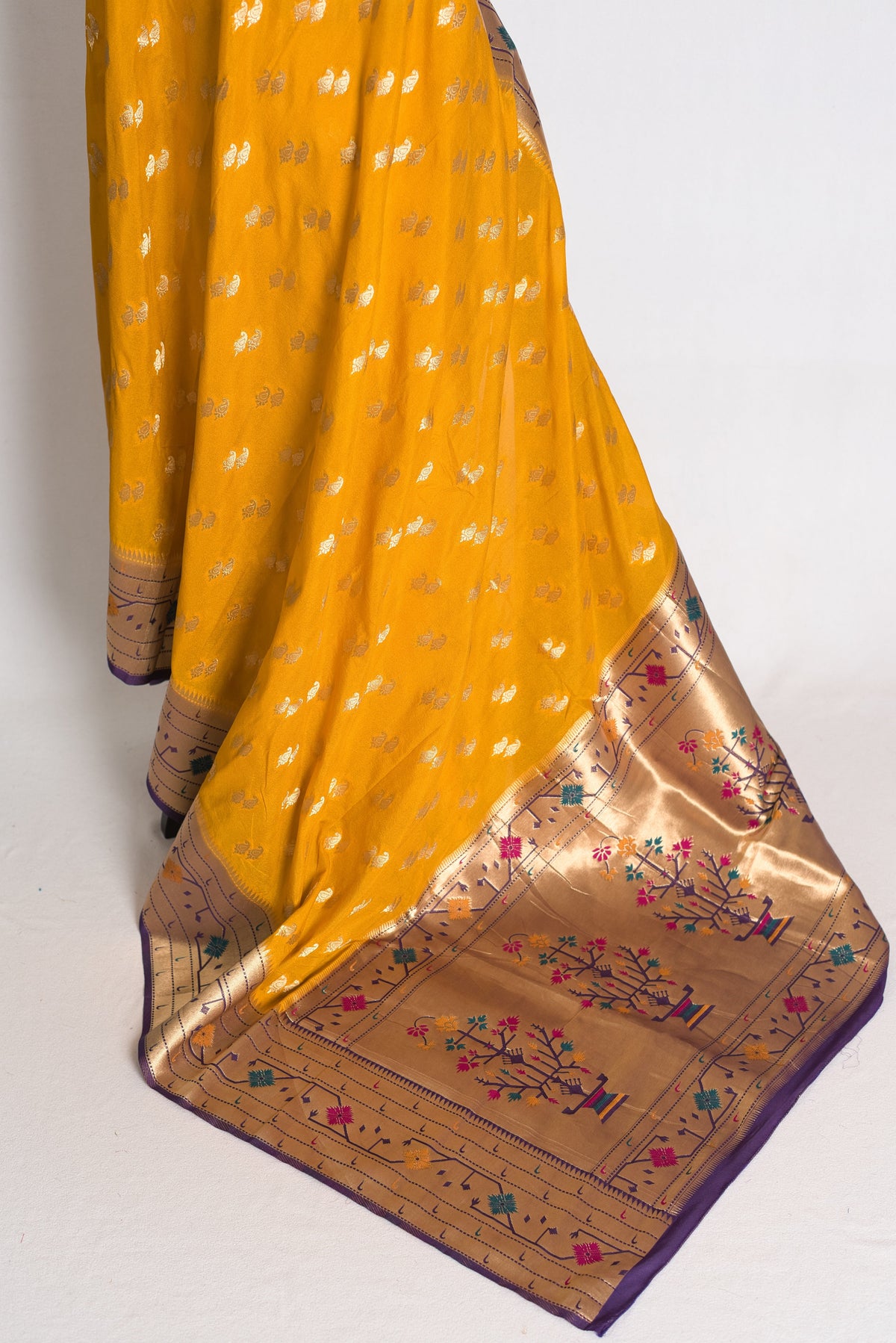 Diya: Yellow and Purple Paithani Semi Silk Saree