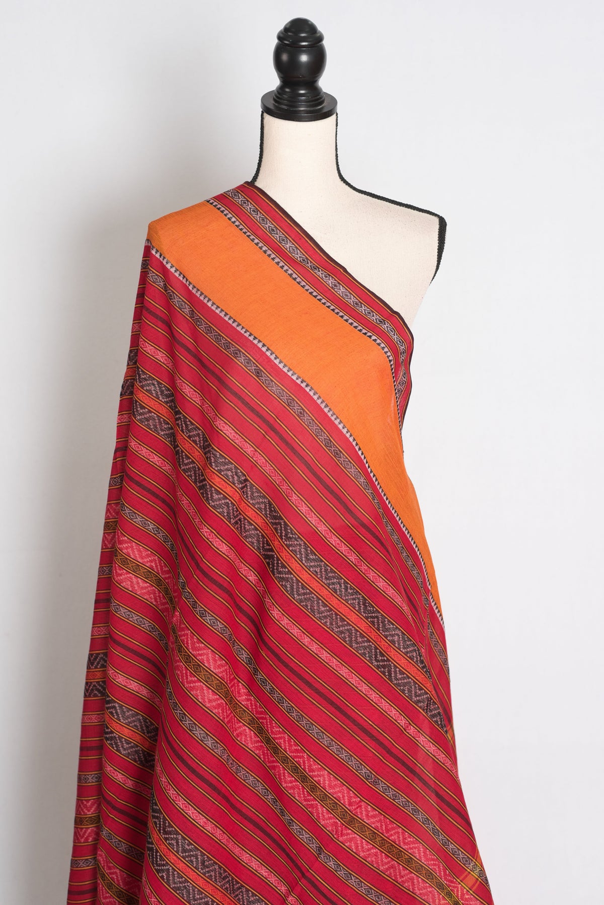 Ratri : Red and Mustard Yellow Dhaniakhali Bengal Handloom Pure Soft Cotton