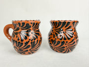 Mexican Talavera Style Mug Set Brown- Jarritos Tazas Engobe Cafe