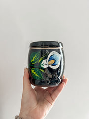 Black Ceramic Floral Artesanal Mug