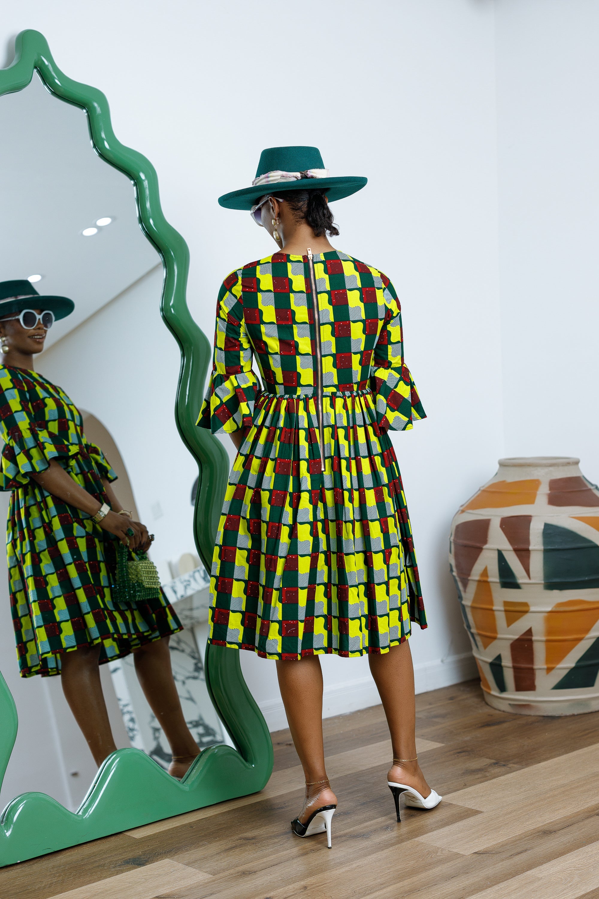IRENE AFRICAN PRINT MIDI DRESS [MULTICOLOR]